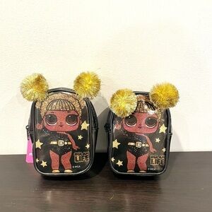 2PK L.O.L. Surprise Mini Backpack Keychain Pom Pom Glam Life